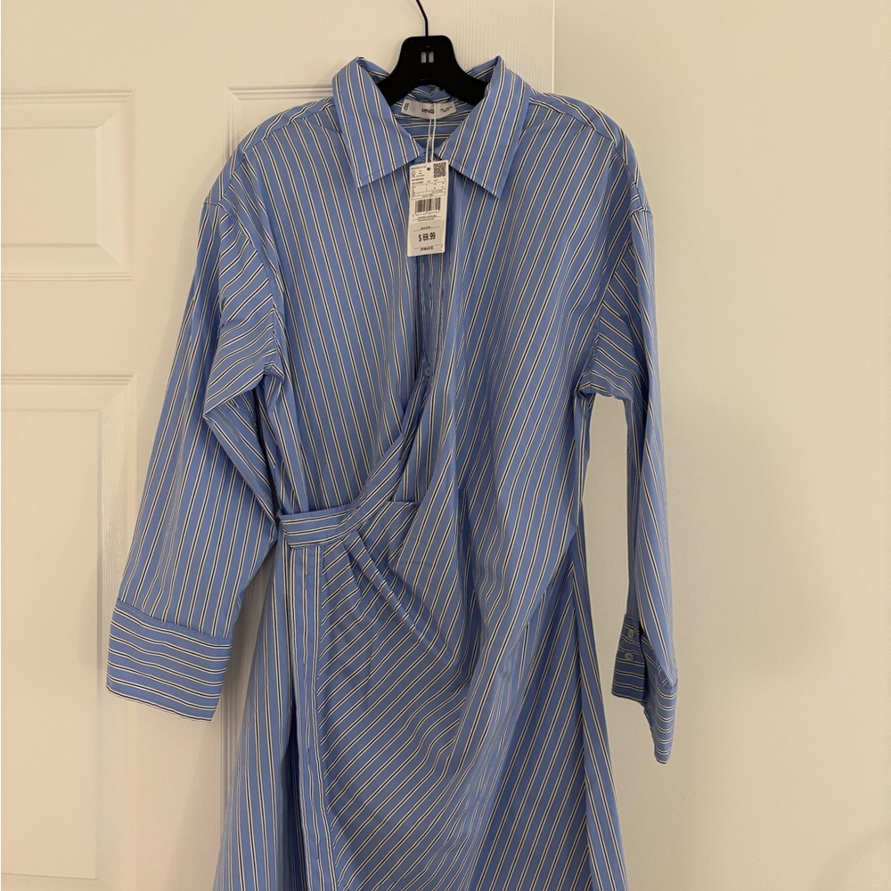 Mango Blue Striped Dress